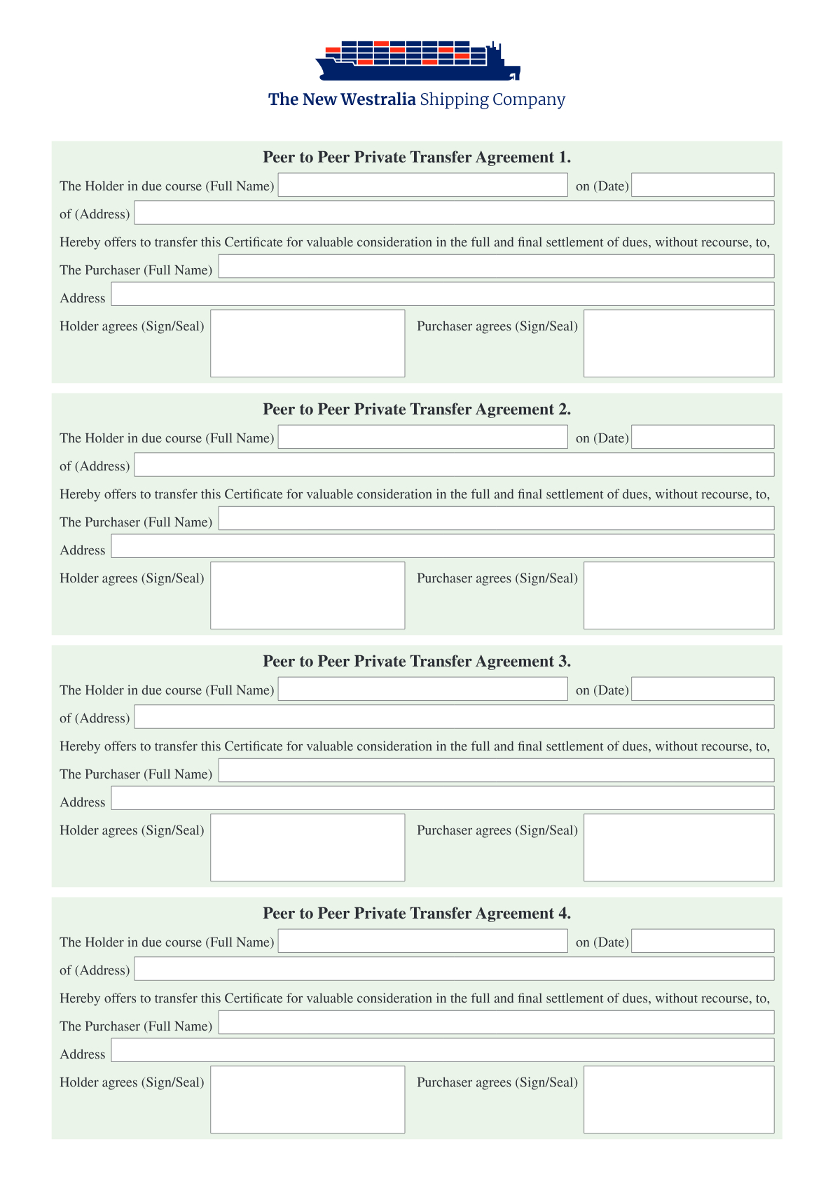 New Westralia Shipping Company Certificate Of Guarantee Pdf Pdf